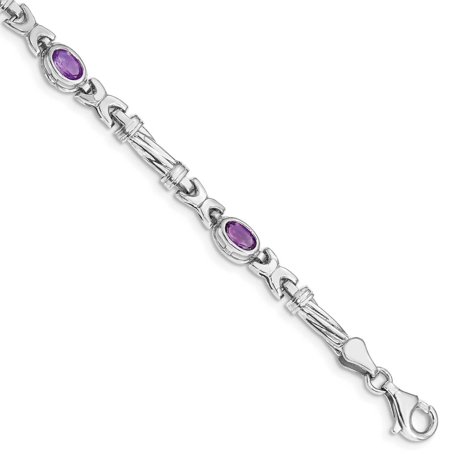 Amethyst 4 Stone Bracelet 7 Inch 10k White Gold BM4497-AM-1W, MPN: BM4497-AM-1W, 886774129235