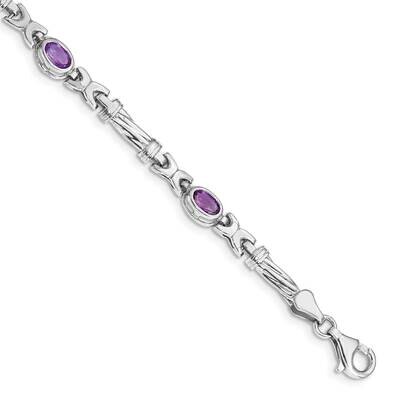 Amethyst 4 Stone Bracelet 7 Inch 10k White Gold BM4497-AM-1W, MPN: BM4497-AM-1W, 886774129235
