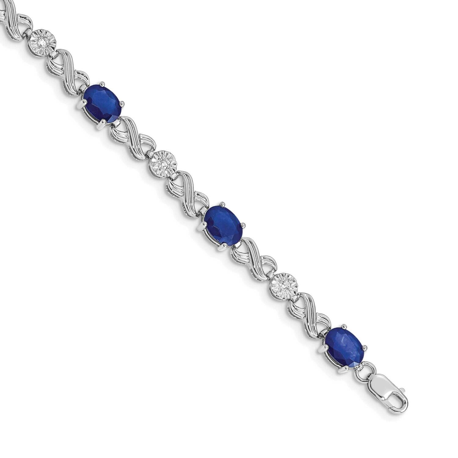 Diamond Sapphire Infinity Bracelet 7.25 Inch 10k White Gold BM4490-SA-020-1WA