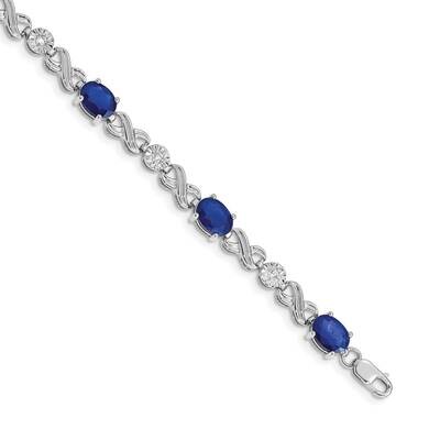 Diamond Sapphire Infinity Bracelet 7.25 Inch 10k White Gold BM4490-SA-020-1WA, MPN: BM4490-SA-020-1…