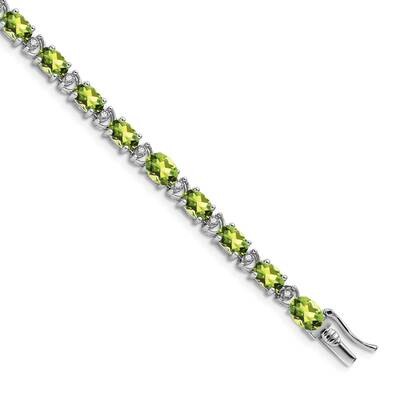 Oval Peridot Diamond Bracelet 7 Inch 14k White Gold BM7147-PE-010-WA, MPN: BM7147-PE-010-WA, 886774…