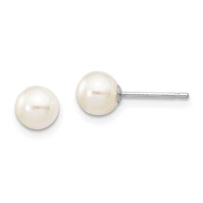 5-6mm White Round Fw Cultured Pearl Stud Post Earrings 10k White Gold 10XW50PW, MPN: 10XW50PW,