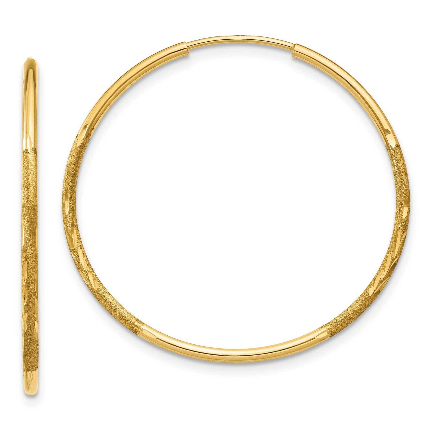 1.25mm Diamond-Cut Endless Hoop Earring 10k Gold 10XY1216, MPN: 10XY1216,