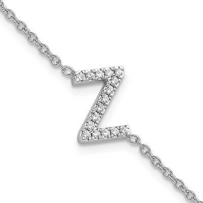 Diamond Sideways Letter Z 1 Inch Extender Bracelet 14k White Gold BM9951Z-018-WA, MPN: BM9951Z-018-…