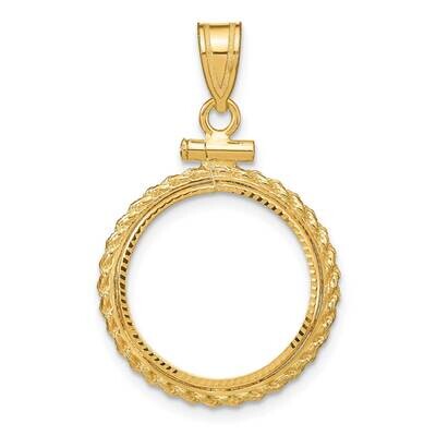 WidebDistinguished Coin Jewelry Diamond-Cut Casted Rope Screw Top 16.5mm X 1.35mm Coin Bezel Pendan…