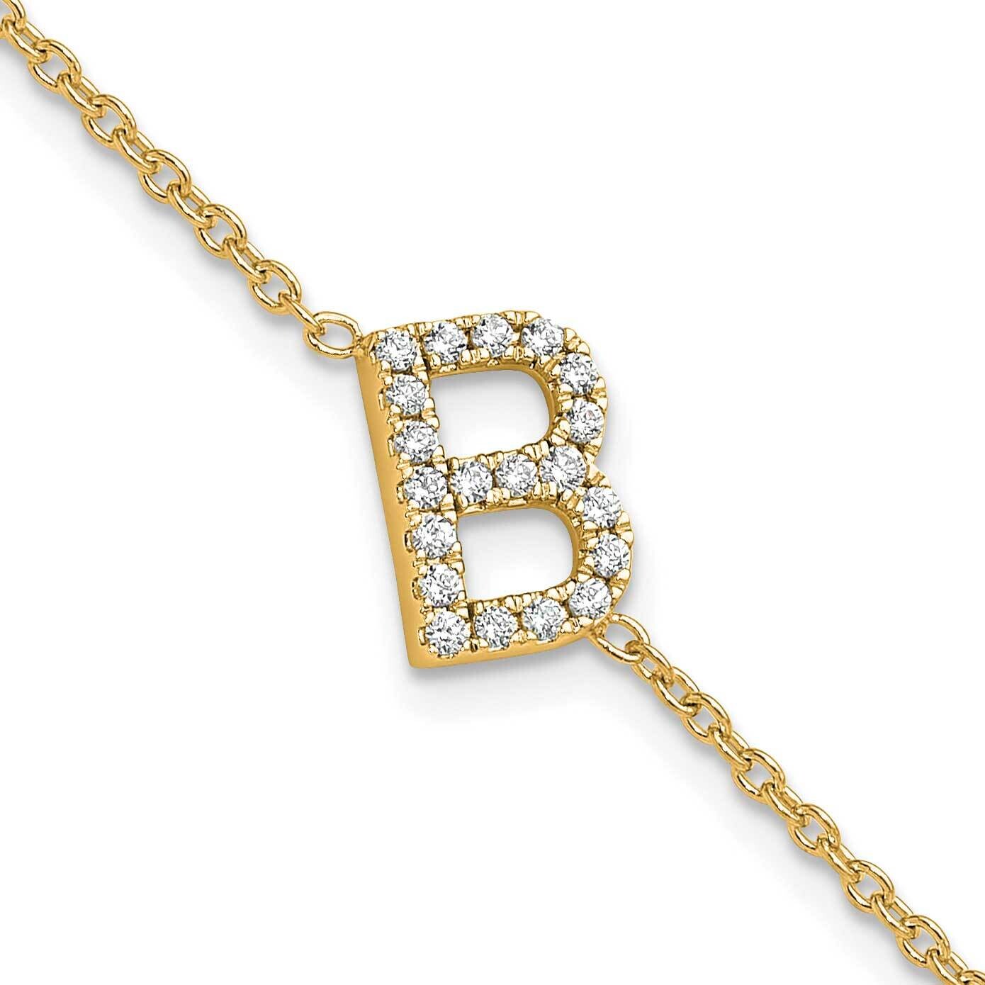 Diamond Sideways Letter B 1 Inch Extender Bracelet 14k Gold BM9951B-025-YA
