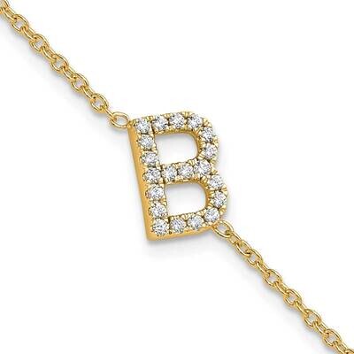 Diamond Sideways Letter B 1 Inch Extender Bracelet 14k Gold BM9951B-025-YA, MPN: BM9951B-025-YA,