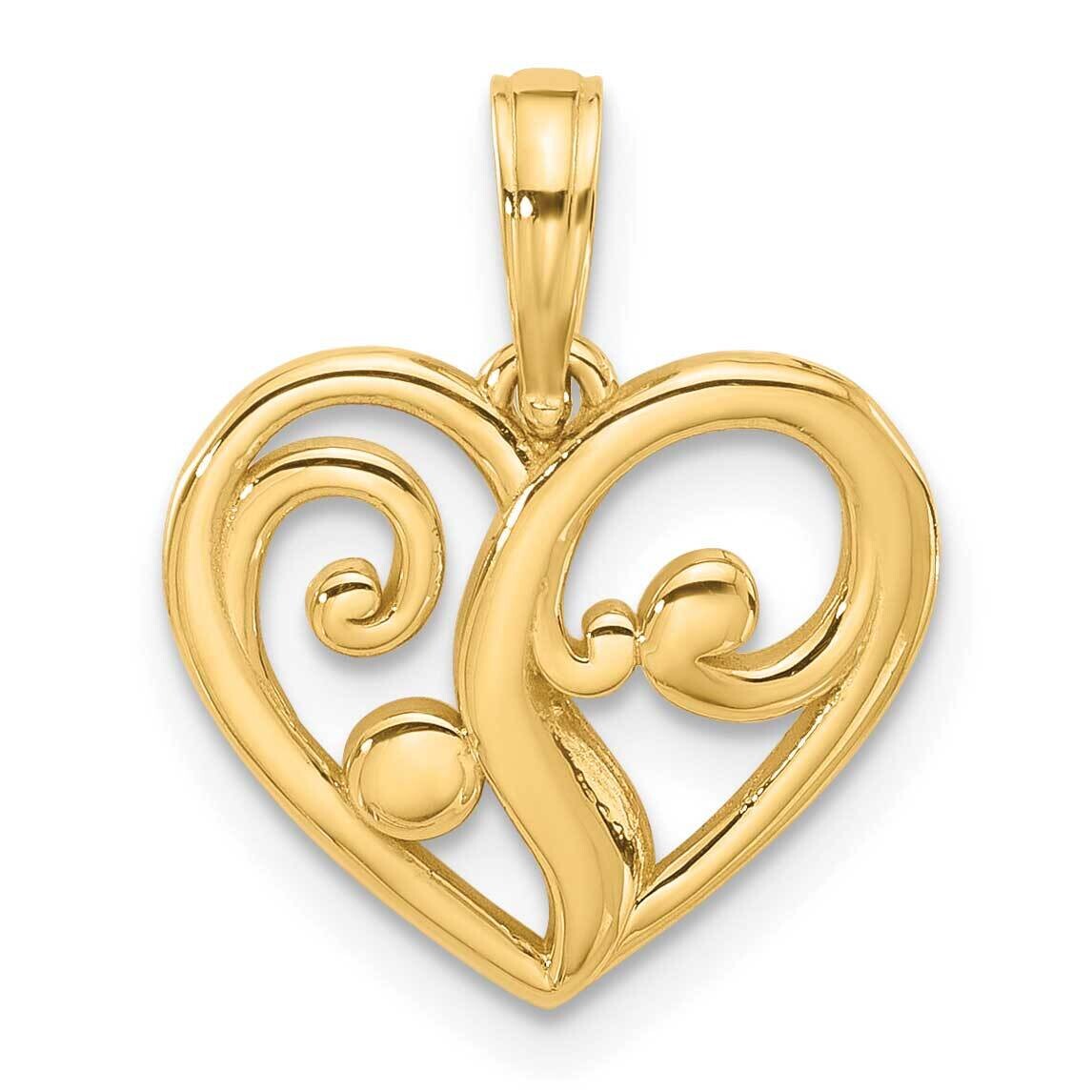 Fancy Heart Charm 14k Polished Gold D5539, MPN: D5539,