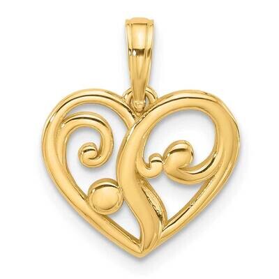 Fancy Heart Charm 14k Polished Gold D5539, MPN: D5539,