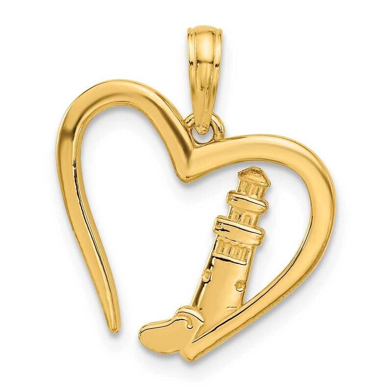 Lighthouse In Heart Pendant 14k Polished Gold D5388, MPN: D5388,