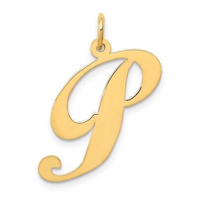Large Fancy Script Letter P Initial Charm 10k Gold 10YC654P, MPN: 10YC654P,