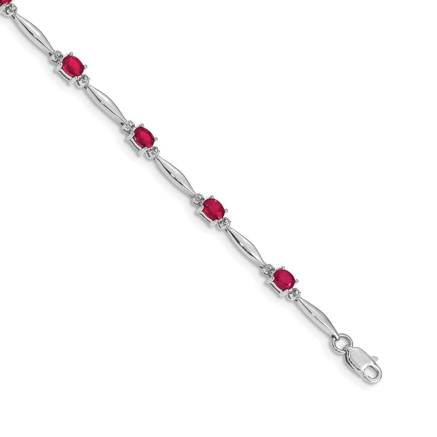 Diamond Ruby Bracelet 7.25 Inch 10k White Gold BM4484-RU-001-1WA, MPN: BM4484-RU-001-1WA,