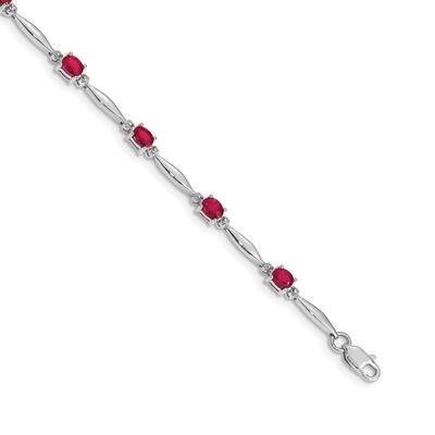 Diamond Ruby Bracelet 7.25 Inch 10k White Gold BM4484-RU-001-1WA, MPN: BM4484-RU-001-1WA,