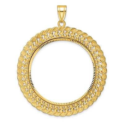 Diamond-Cut Heart &amp; Rope Prong 32.7mm Coin Bezel Pendant 14k Gold C8189/32.7, MPN: C8189/32.7,