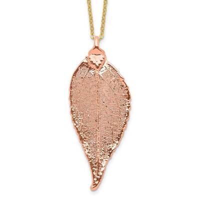 Dipped Real Evergreen Leaf 20 Inch Gold-Tone Necklace 24k Rose Gold BF3263-20, MPN: BF3263-20, 8124…