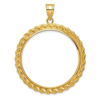Polished Casted Rope Prong 32.7mm Coin Bezel Pendant 14k Gold C8185/32.7, MPN: C8185/32.7,