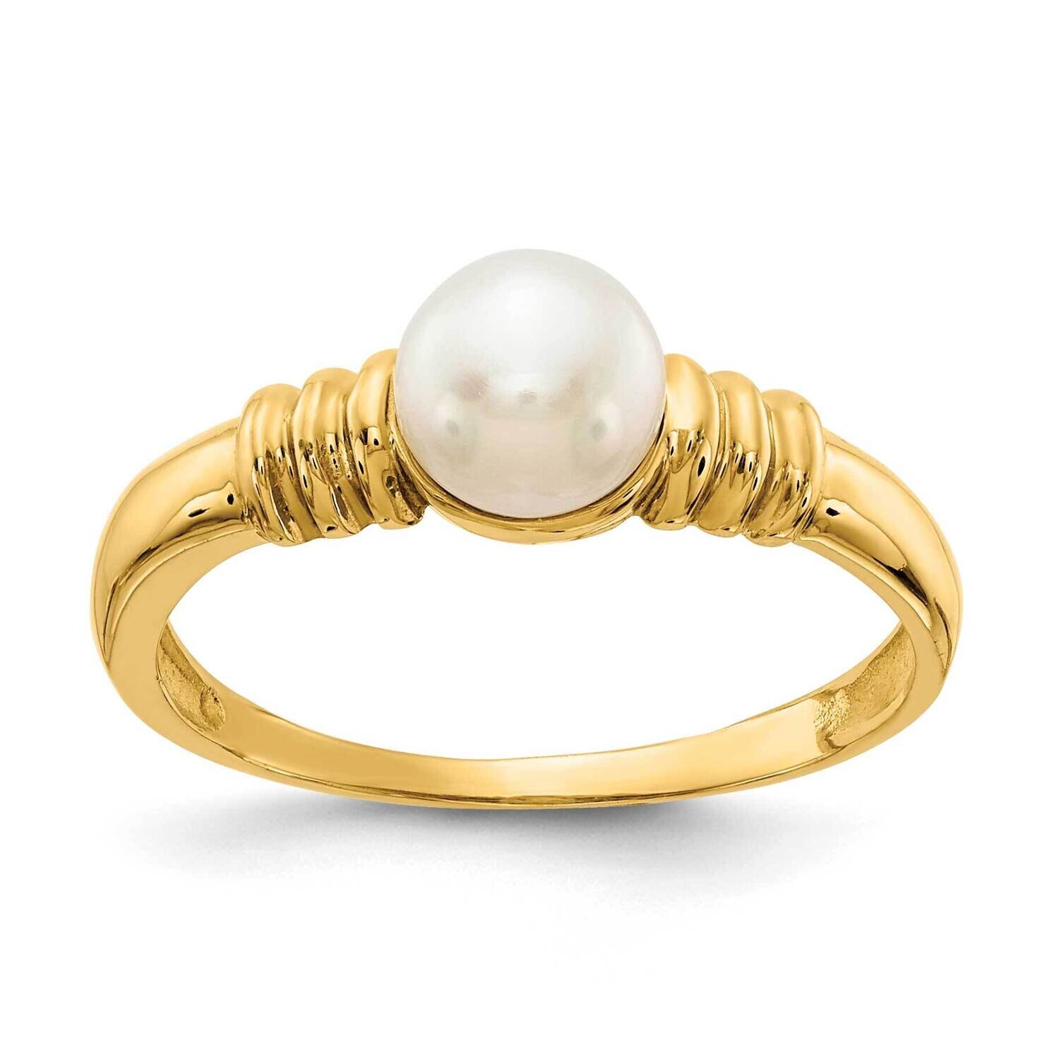 5-6mm White Button Freshwater Cultured Pearl Ring 10k Gold 10Y13944PL, MPN: 10Y13944PL,