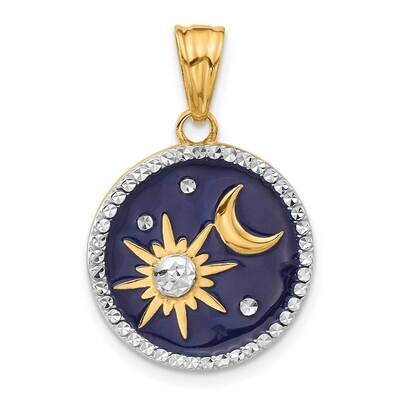 Diamond-Cut Enameled Sun Moon Pendant 14k Gold White Rhodium  C4889 by Men&#39;s Jewelry and Accessorie…