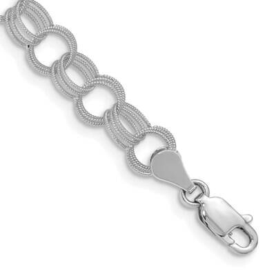 Solid Triple Link Charm Bracelet 7 Inch 14k White Gold DO536W-7, MPN: DO536W-7,
