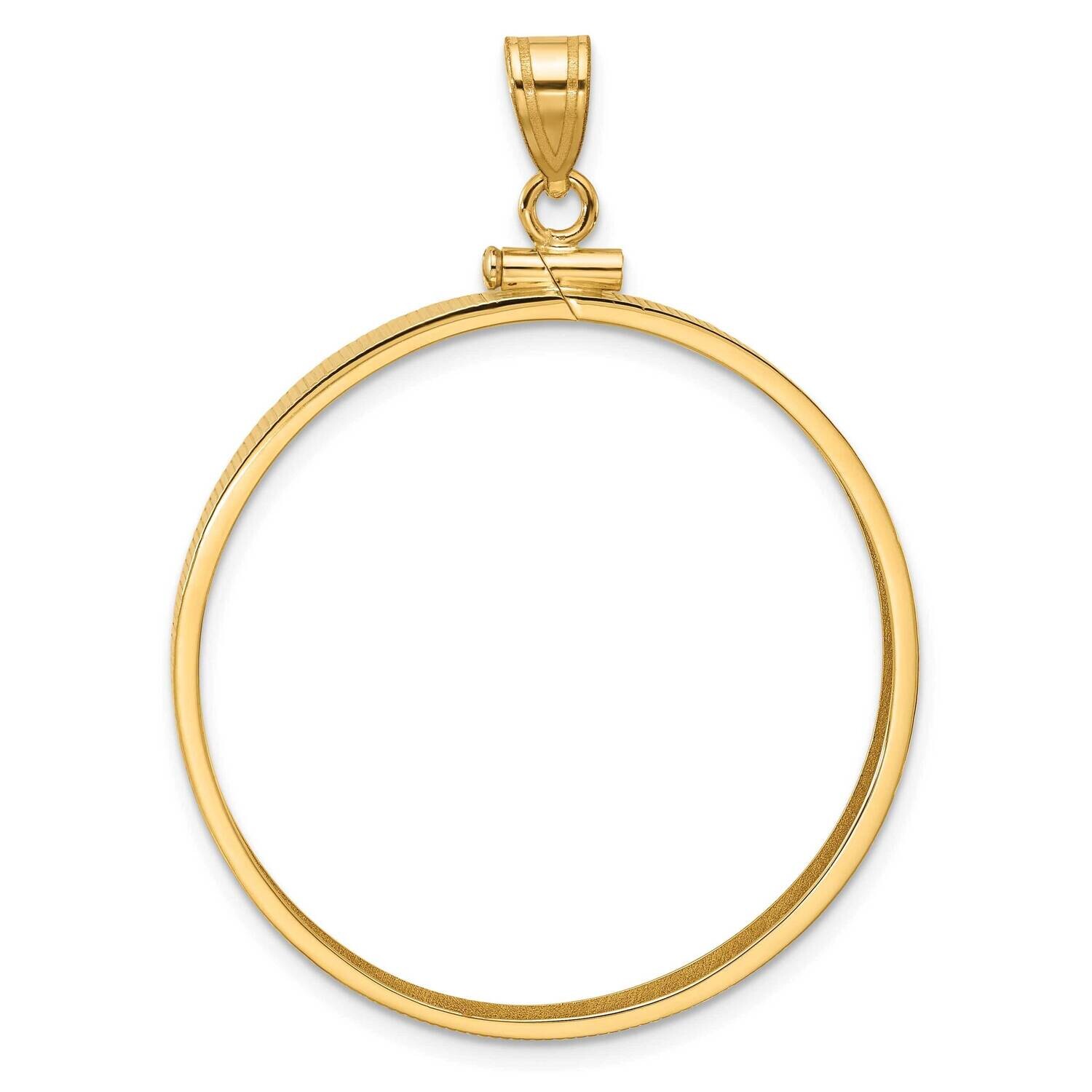 Polished Screw Top 32.7mm X 3mm Coin Bezel Pendant 14k Gold C1885/32.7