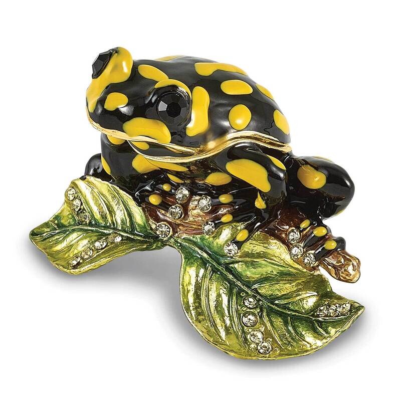 Dart Black Yellow Frog Trinket Box Bejeweled BJ4190
