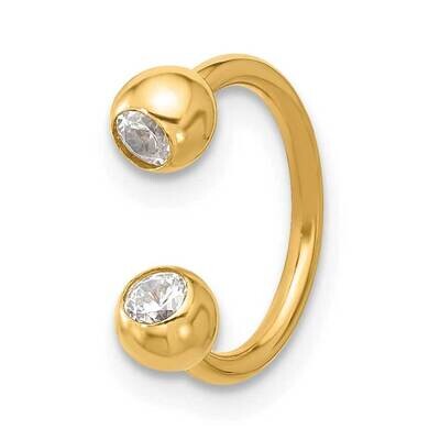 16 Gauge Polished 4mm CZ Cartilage Ring 14k Gold BD280, MPN: BD280,