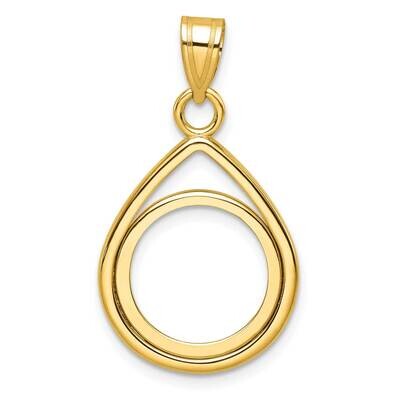 Polished Lightweight Tear Drop Prong 14.0mm Coin Bezel Pendant 14k Gold C8191/14.0, MPN: C8191/14.0,