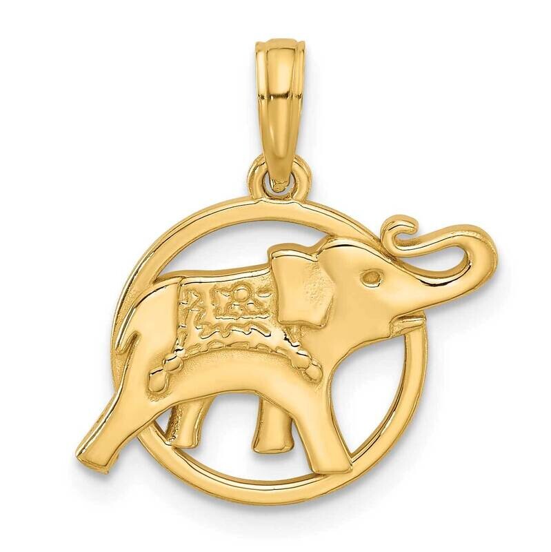 Elephant In Circle Charm 14k Polished Gold D5529 by Men&#39;s Jewelry and Accessories, MPN: D5529,
