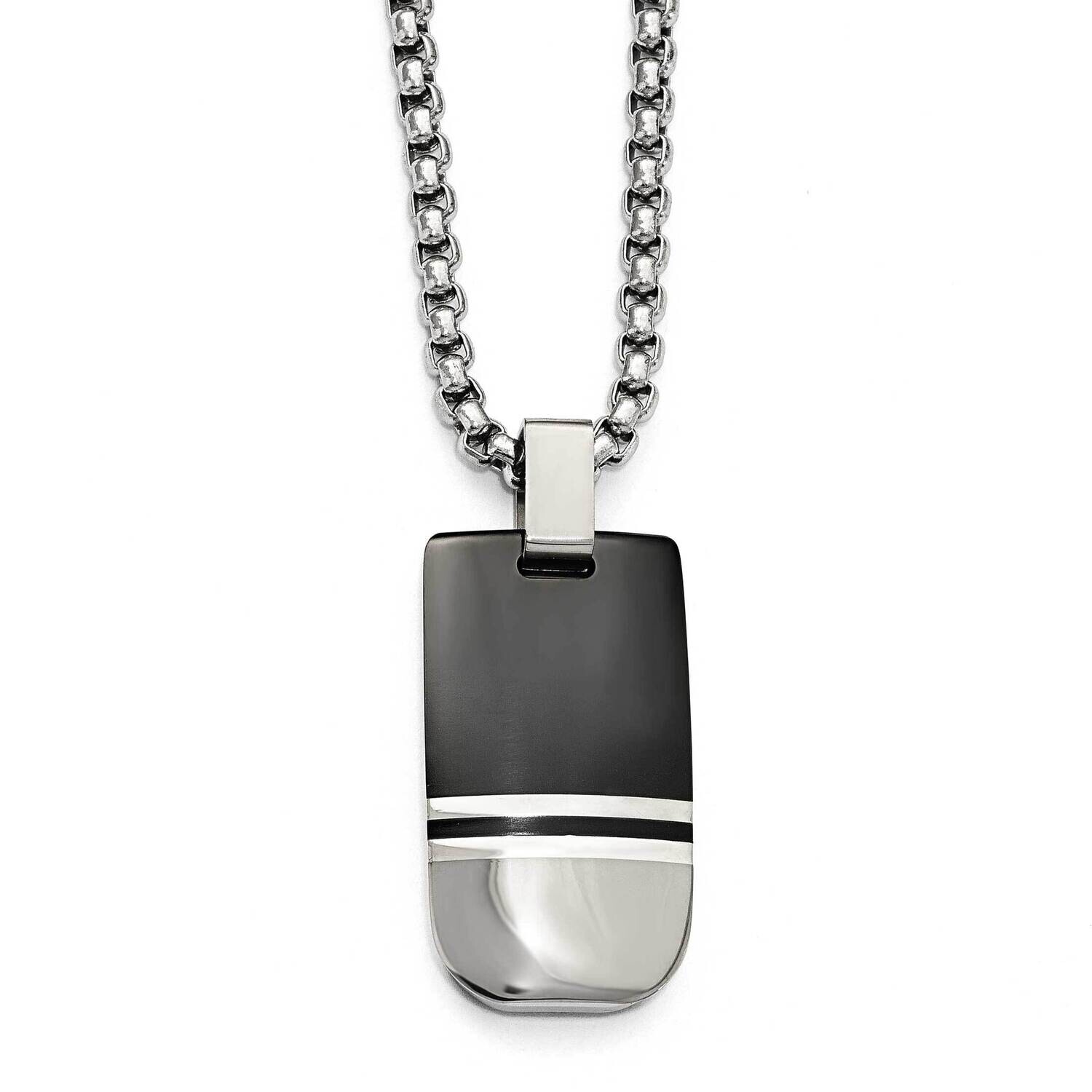 Edward Mirell Black Ti &amp; Pendant Necklace Sterling Silver Polished EMN159-20 by Edward Mirell, MPN:…