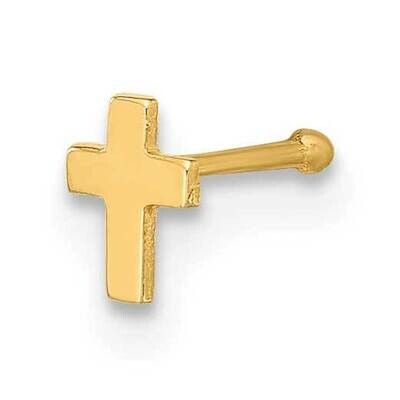 22 Gauge Polished Cross Nose Stud 14k Gold BD233, MPN: BD233,