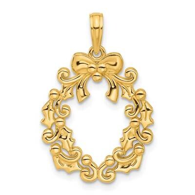 Christmas Wreath Pendant 14k Polished Gold D5413, MPN: D5413,
