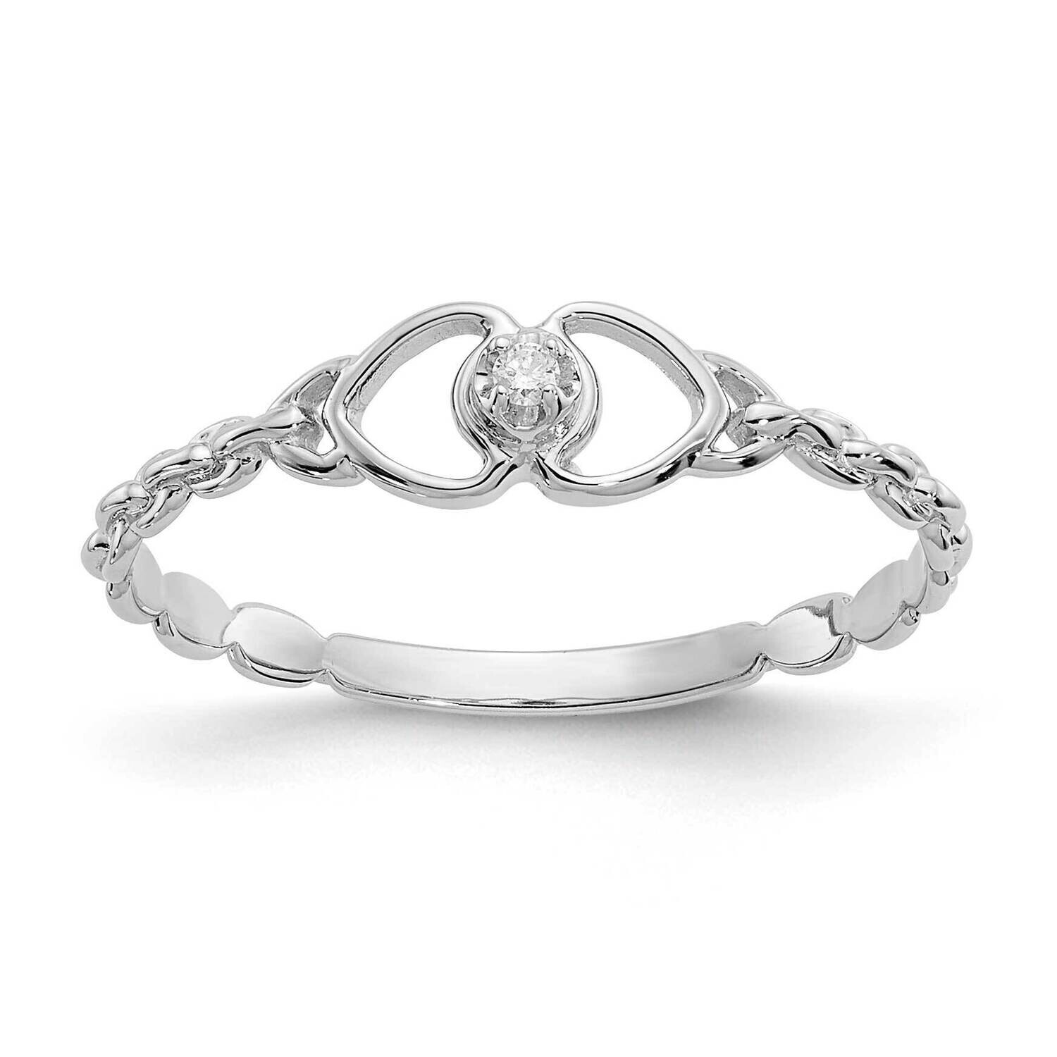 Aa Diamond Heart Ring 10k White Gold 10Y4201AA
