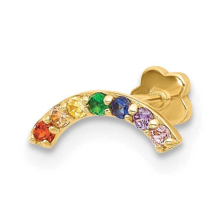 18 Gauge Polished Multi-Color CZ Cartilage Body Jewelry 14k Gold BD259