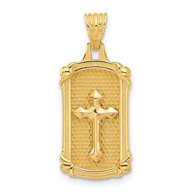 Textured Dog Tag Cross Pendant 14k Polished Gold C4952 by Men&#39;s Jewelry and Accessories, MPN: C4952,