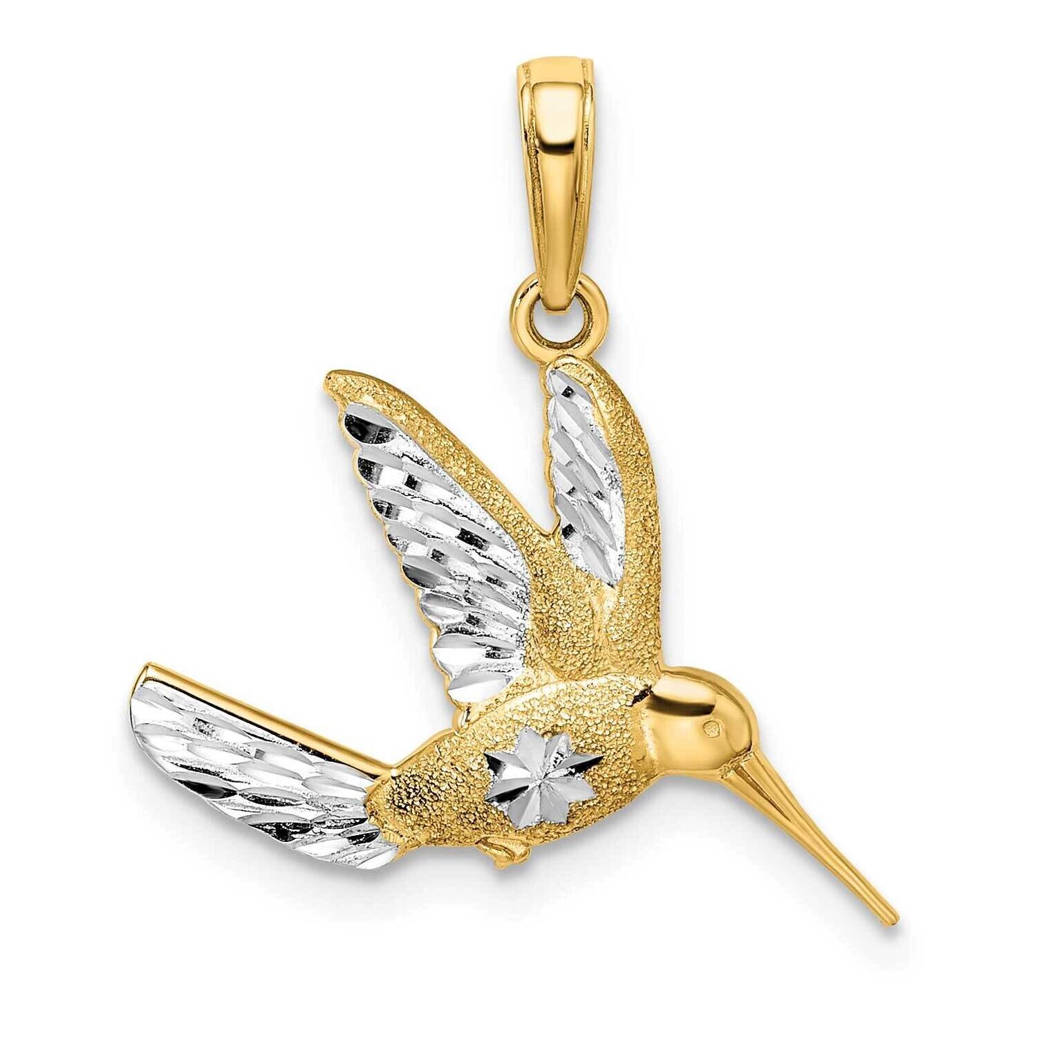 Diamond-Cut Humming Bird Pendant 14k Gold With Rhodium C3477DC/RH, MPN: C3477DC/RH, 196904087947