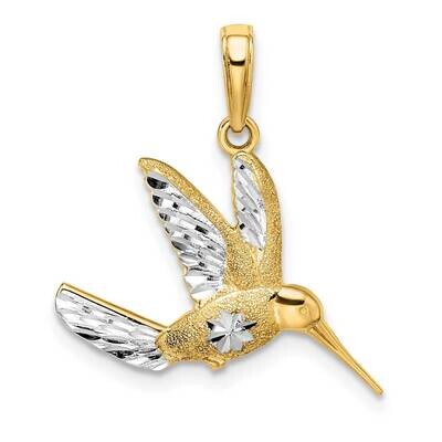 Diamond-Cut Humming Bird Pendant 14k Gold With Rhodium C3477DC/RH, MPN: C3477DC/RH, 196904087947