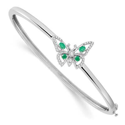 Emerald Diamond Butterfly Bangle 14k White Gold BM7257-EM-017-WA, MPN: BM7257-EM-017-WA, 8867741303…