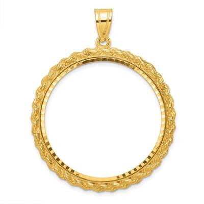 Diamond-Cut Casted Rope Prong 32.0mm Coin Bezel Pendant 14k Gold C8186/32.0, MPN: C8186/32.0,