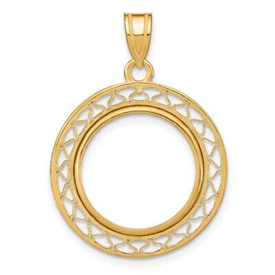 Polished Fancy Wire Prong 16.5mm Coin Bezel Pendant 14k Gold C8193/16.5, MPN: C8193/16.5,
