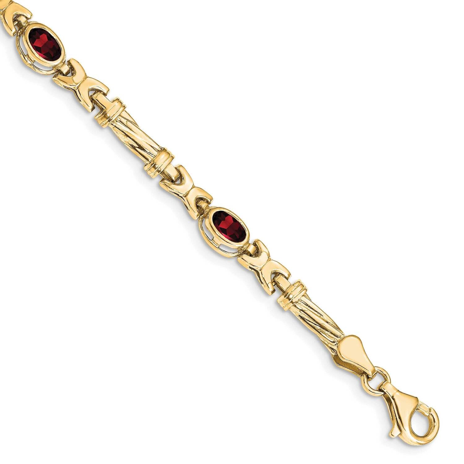 Garnet 4 Stone Bracelet 7.25 Inch 10k Gold BM4497-GA-1Y, MPN: BM4497-GA-1Y,