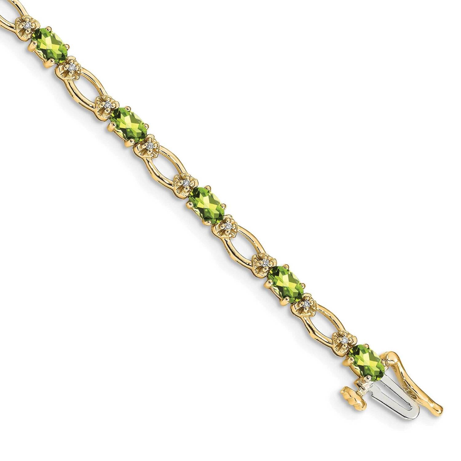 Diamond Peridot Bracelet 7 Inch 14k Gold BM4491-PE-010-YA, MPN: BM4491-PE-010-YA,