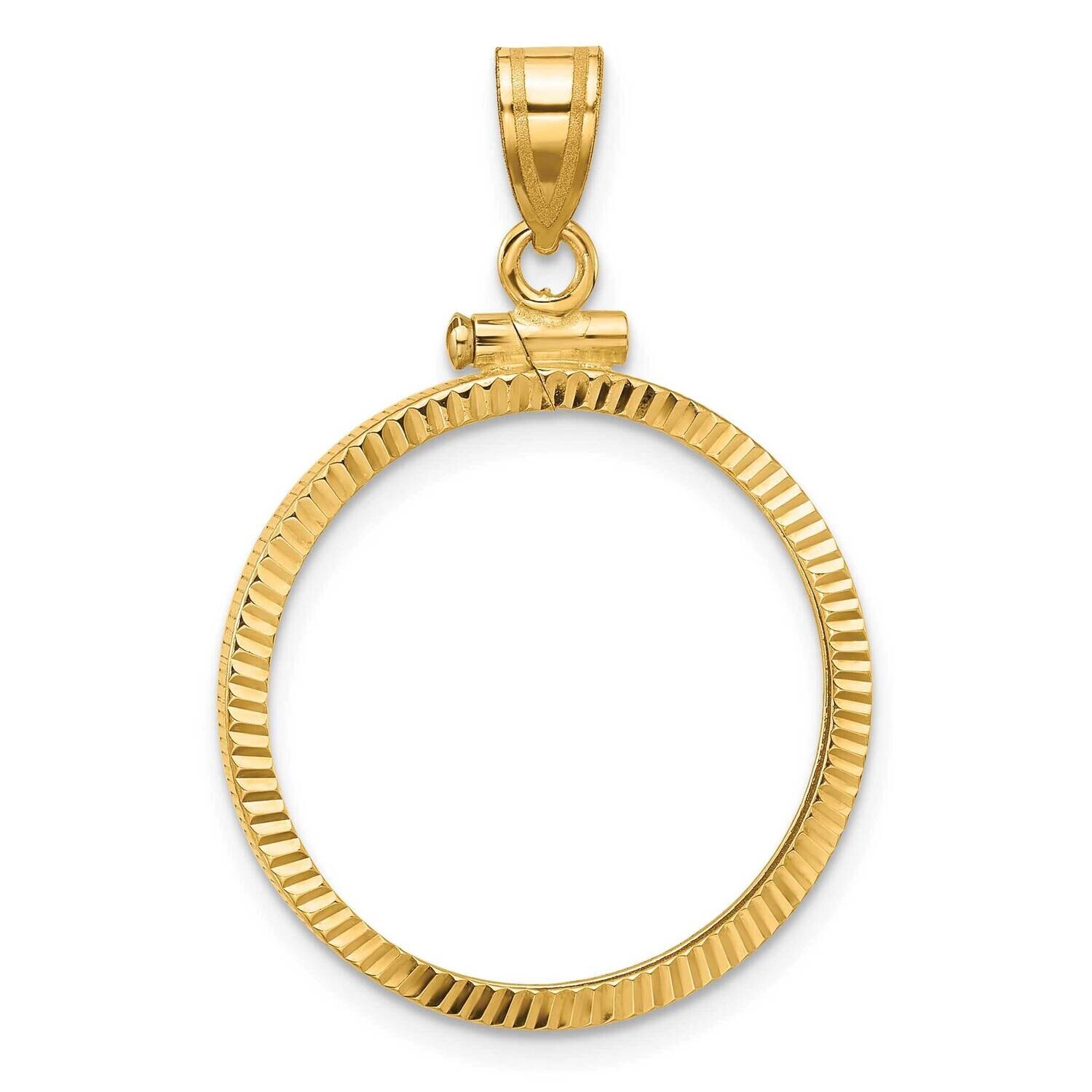 Diamond-Cut Screw Top 22.0mm X 1.9mm Coin Bezel Pendant 14k Gold C2677/22.0, MPN: C2677/22.0,