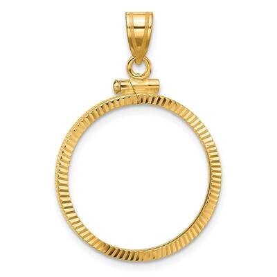 Diamond-Cut Screw Top 22.0mm X 1.9mm Coin Bezel Pendant 14k Gold C2677/22.0, MPN: C2677/22.0,