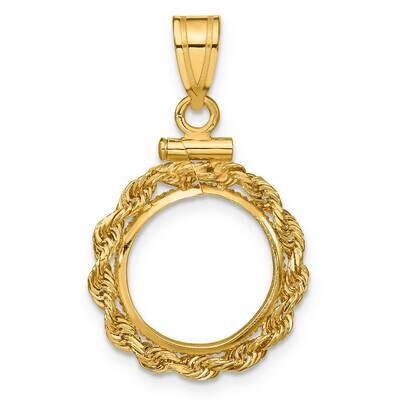 Rope Screw Top 13.0mm X 1.1mm Coin Bezel Pendant 14k Gold C1215/13.0, MPN: C1215/13.0,