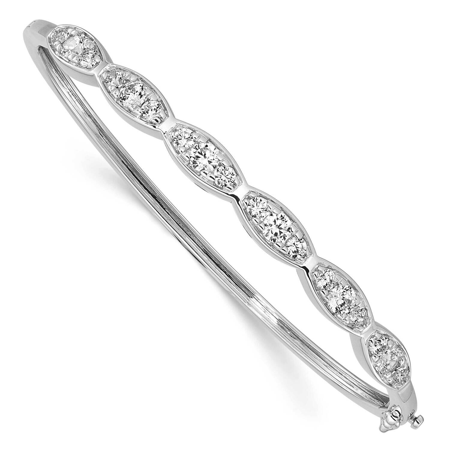 True Origin 1 Carat Lab Created Diamond Vs/Si D E F Small 6.25 Inch Fancy Bangle Bracelet 14k White…