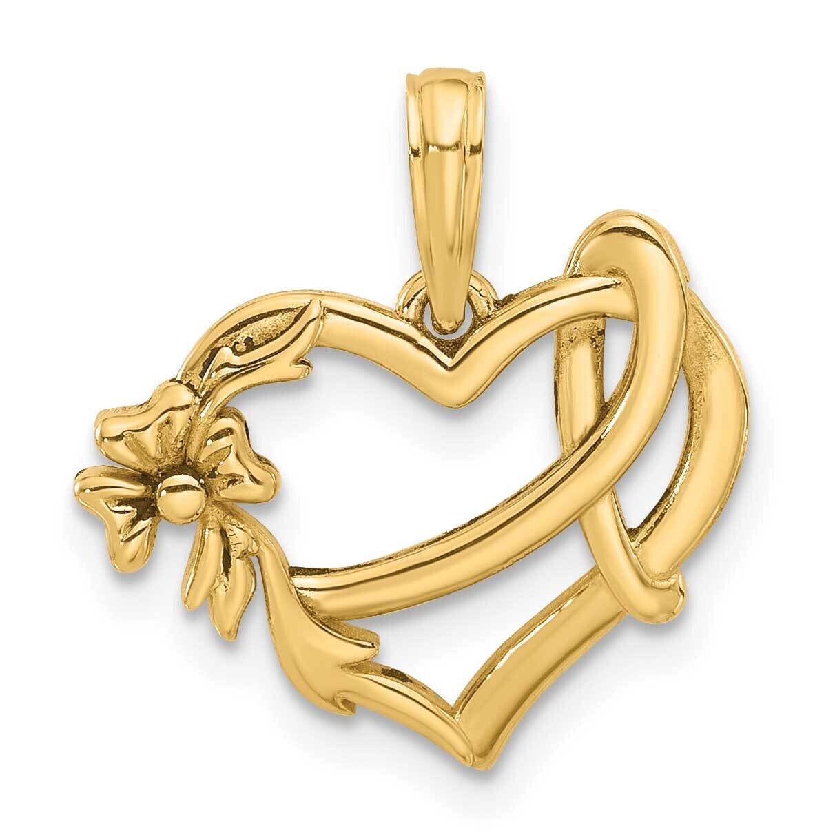 Fancy Heart Ribbon Charm 14k Gold D5520, MPN: D5520,