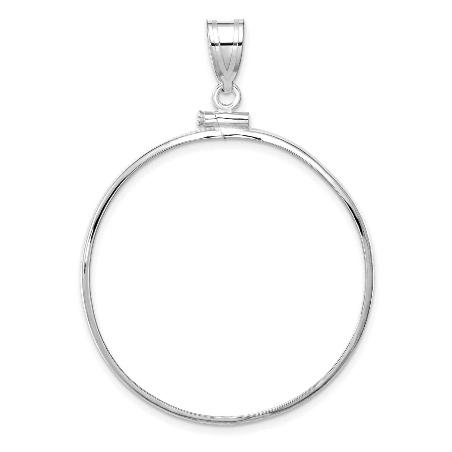 Polished Screw Top 34.2mm X 2.85mm Coin Bezel Pendant 14k White Gold C1885W/34.2, MPN: C1885W/34.2,