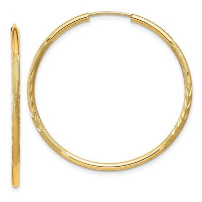 1.5mm Satin Diamond-Cut Endless Hoop Earrings 10k Gold 10XY1170, MPN: 10XY1170,