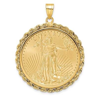 Polished Rope Prong Mounted 1/2Oz American Eagle Coin Bezel Pendant 14k Gold C3012/27.0C, MPN: C301…