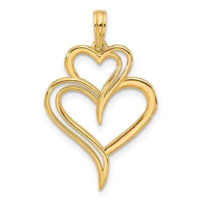 Fancy Two Heart Charm 14k Polished Gold D5562, MPN: D5562,